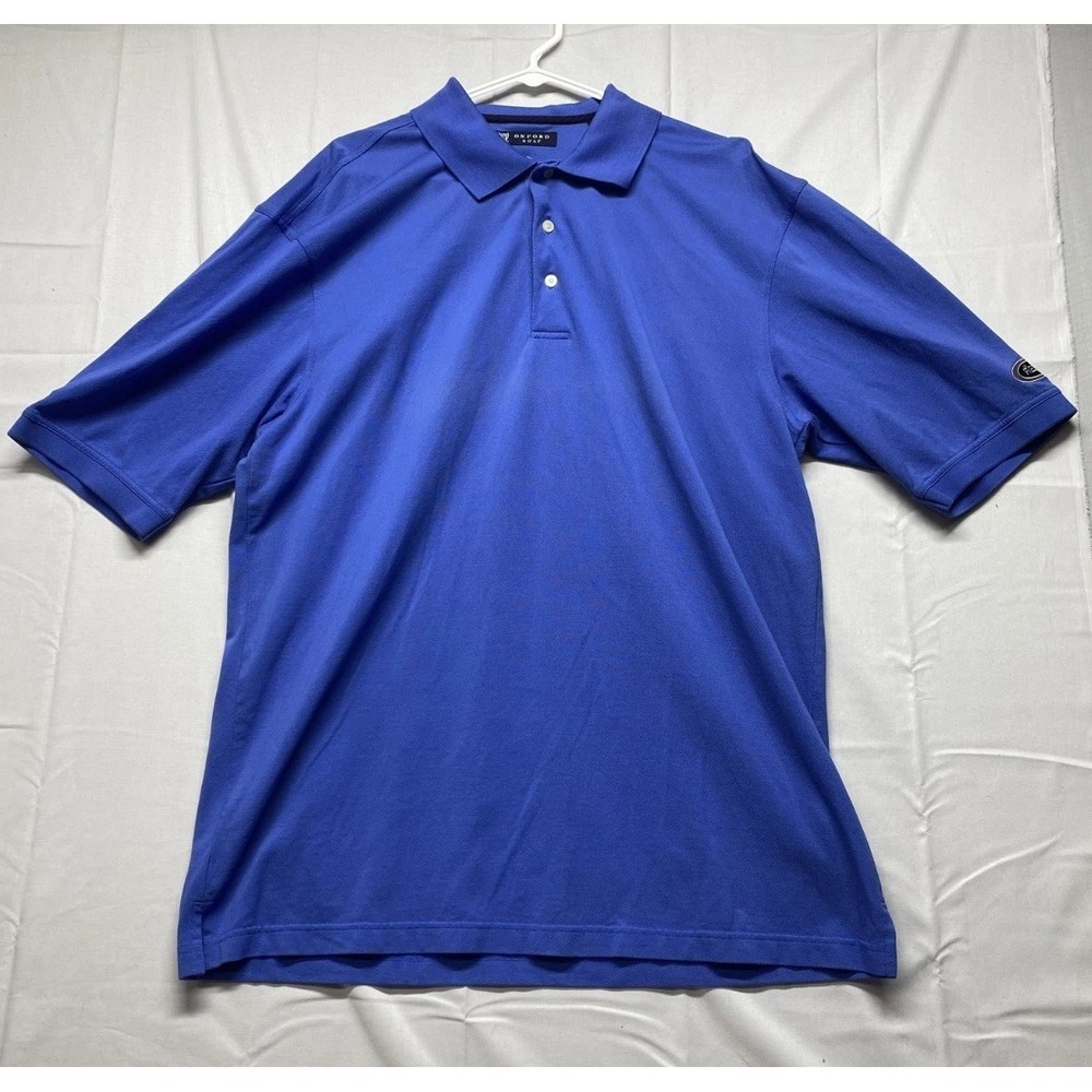 Oxford Golf Polo Shirt Mens XL Royal Blue Mercerized Fiesta Logo Performance